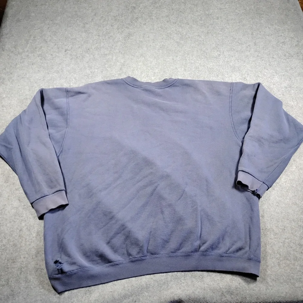 Vintage Nike Swoosh Crewneck Sweatshirt XL Blue Made‎ in USA 90s Distressed